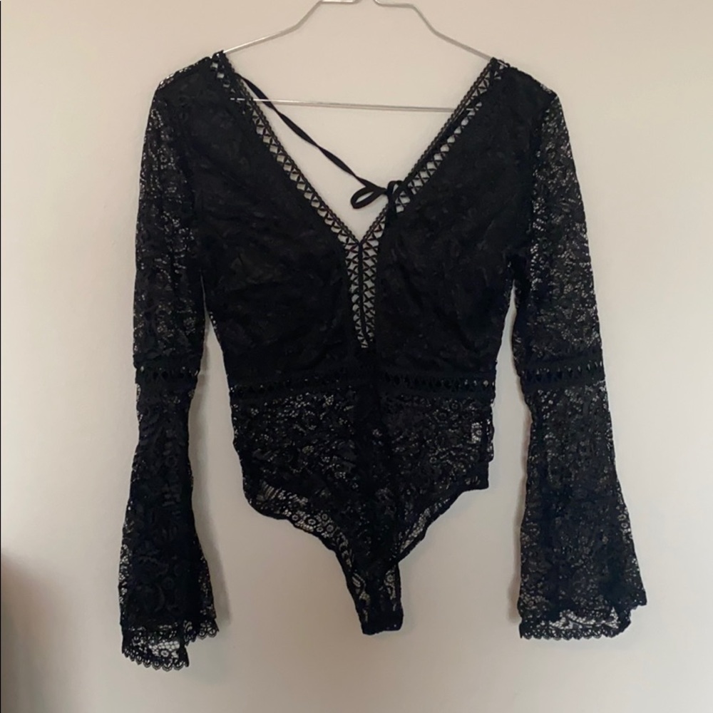 Black lace body suit